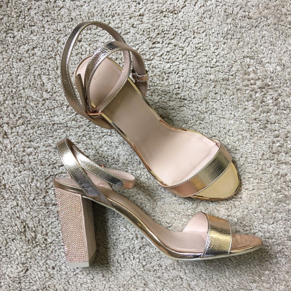 New Look Rose Gold Rhinestone Heels